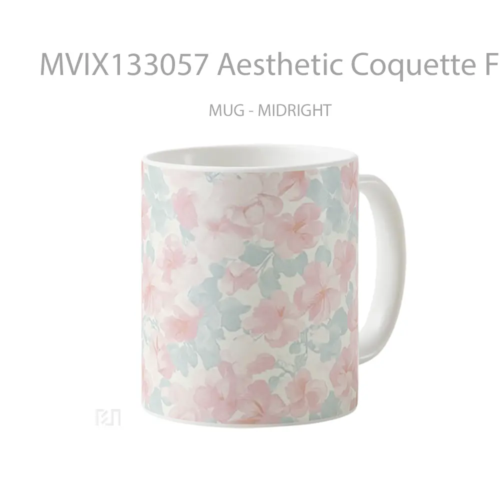 Mug Aesthetic Coquette Flower Pattern Gelas Pemandangan Alam - All-side / Desain