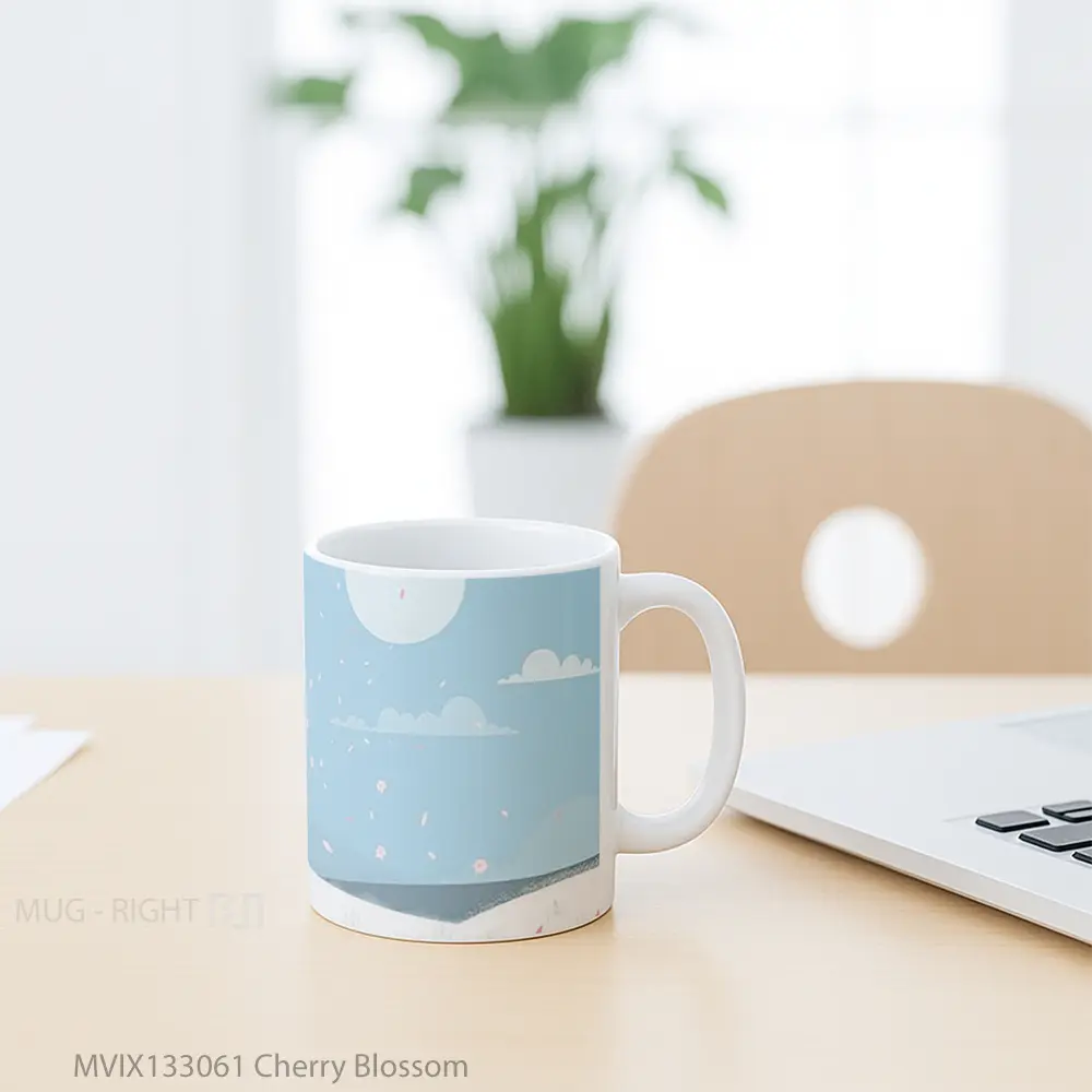 Mug Cherry Blossom Gelas Keramik Unik - All-side / Desain