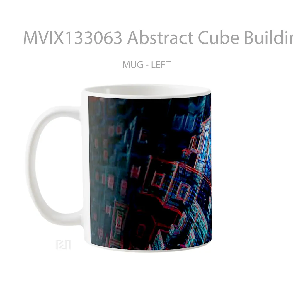Mug Abstract Cube Buildings Gelas Seni Modern - All-side / Desain