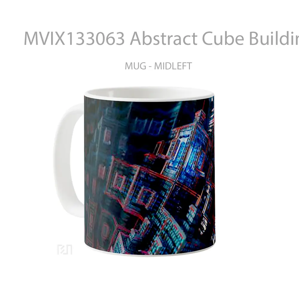 Mug Abstract Cube Buildings Gelas Seni Modern - All-side / Desain