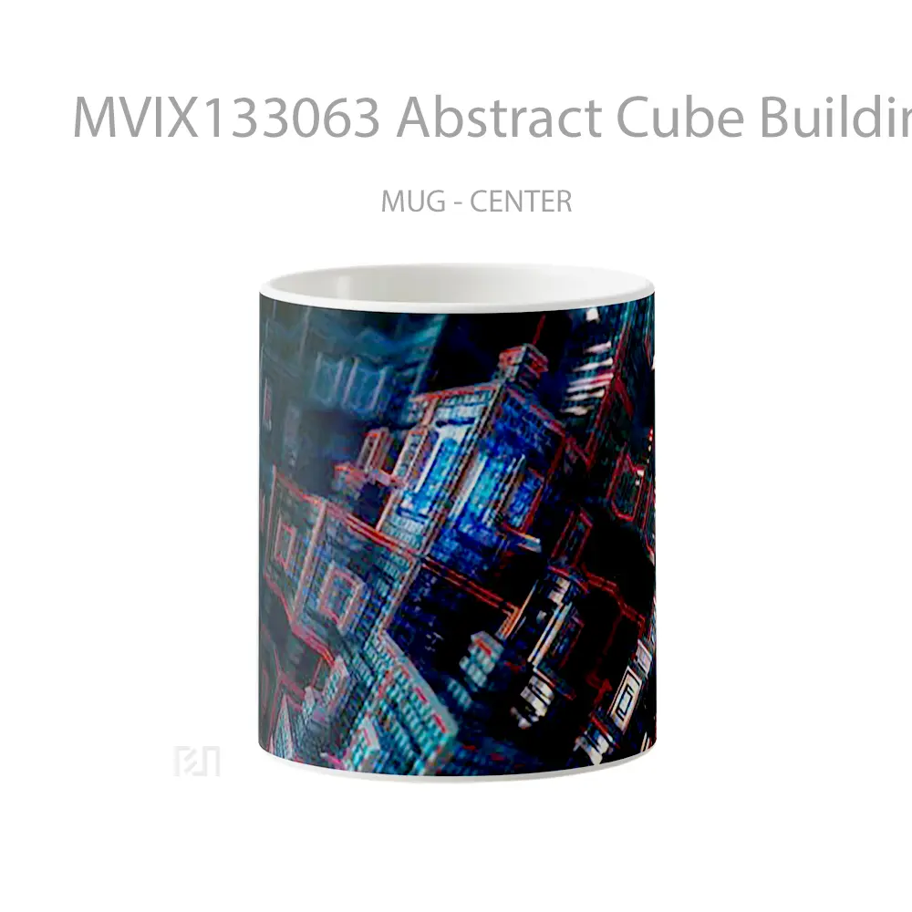 Mug Abstract Cube Buildings Gelas Seni Modern