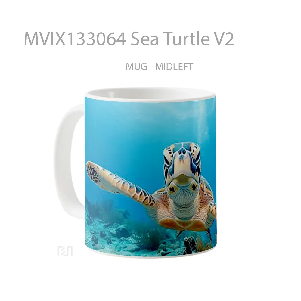 Mug Sea Turtle V2 Gelas Hewan Lucu - All-side / Desain