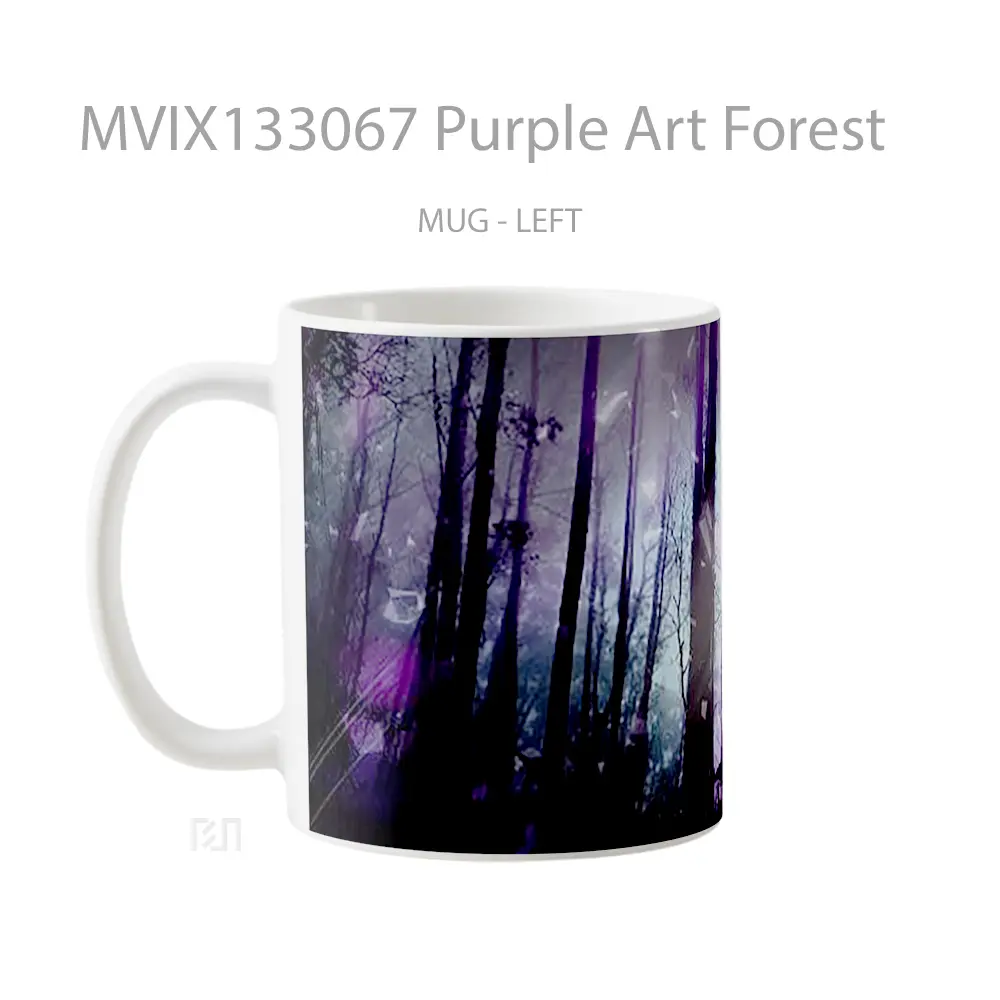 Mug Purple Art Forest Gelas Pemandangan Alam - All-side / Desain