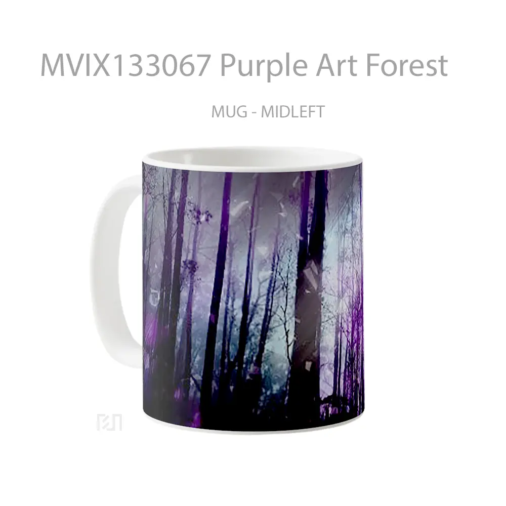 Mug Purple Art Forest Gelas Pemandangan Alam - All-side / Desain