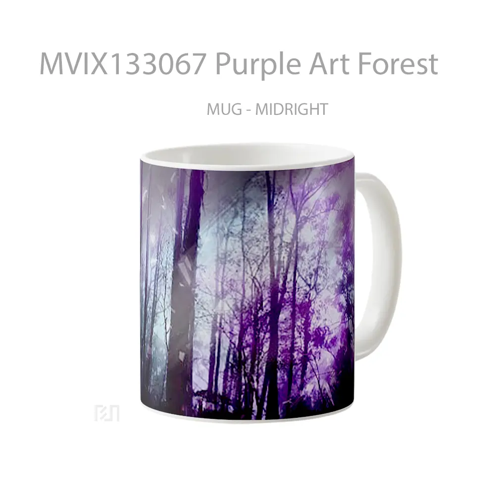 Mug Purple Art Forest Gelas Pemandangan Alam - All-side / Desain