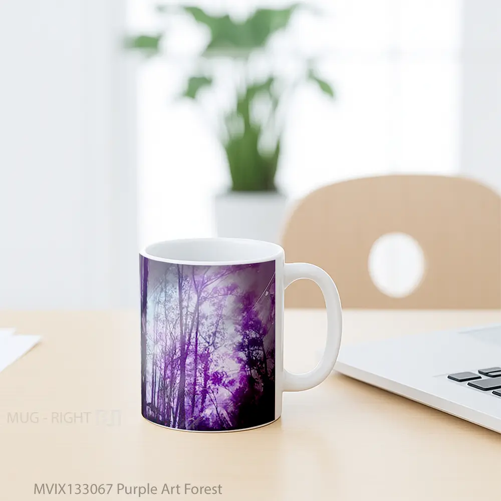 Mug Purple Art Forest Gelas Pemandangan Alam - All-side / Desain