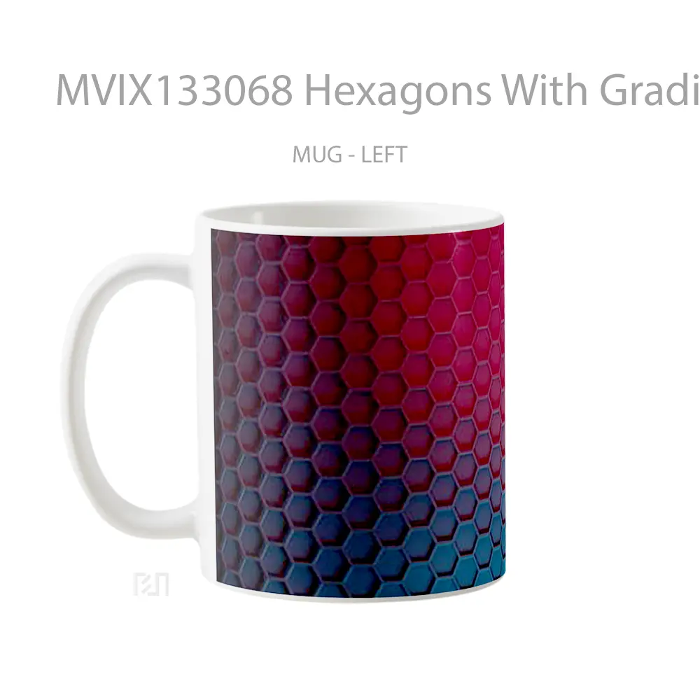 Mug Hexagons With Gradient Lights Gelas Keramik Unik - All-side / Desain