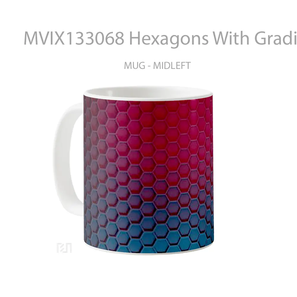 Mug Hexagons With Gradient Lights Gelas Keramik Unik - All-side / Desain
