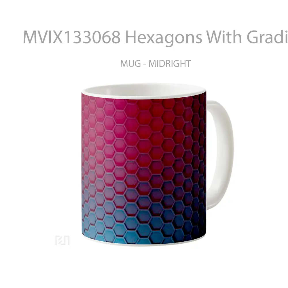 Mug Hexagons With Gradient Lights Gelas Keramik Unik - All-side / Desain