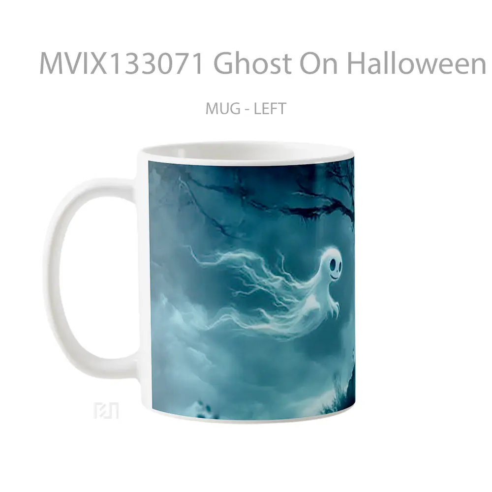 Mug Ghost On Halloween Night Gelas Keramik Unik - All-side / Desain