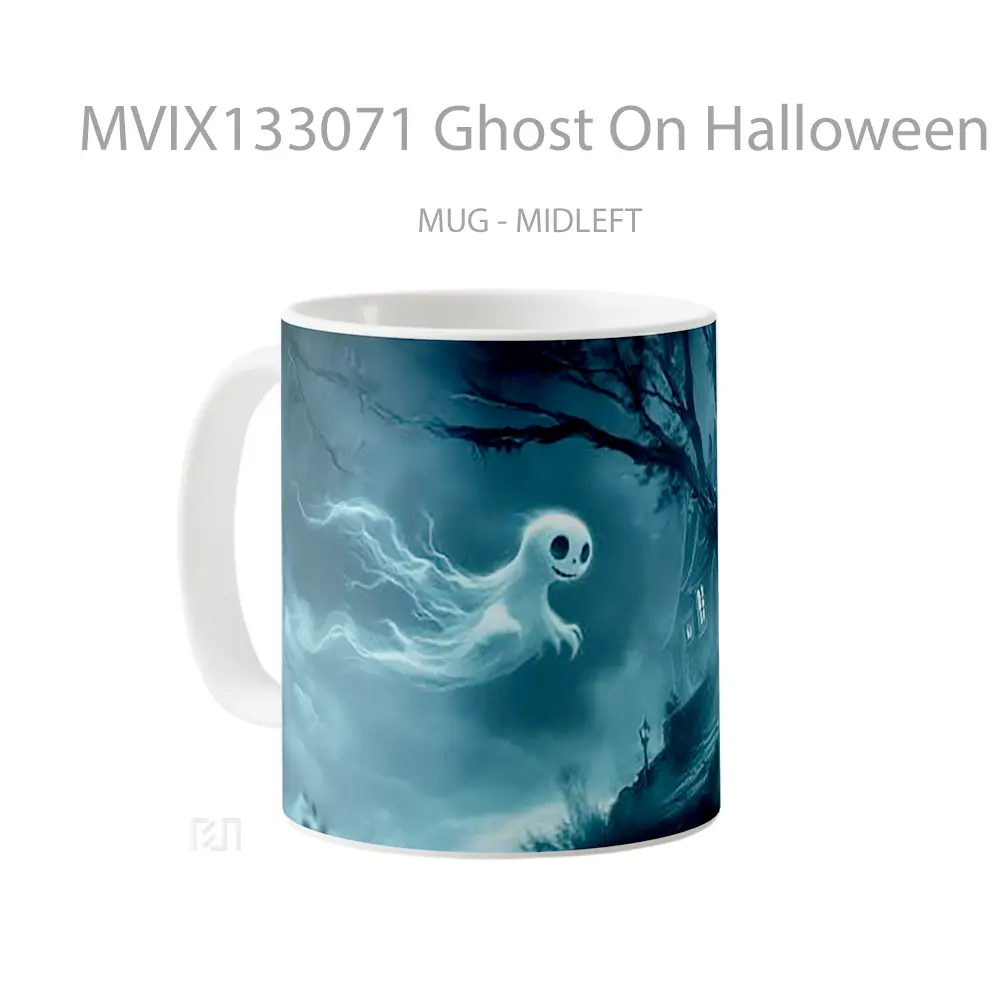 Mug Ghost On Halloween Night Gelas Keramik Unik - All-side / Desain