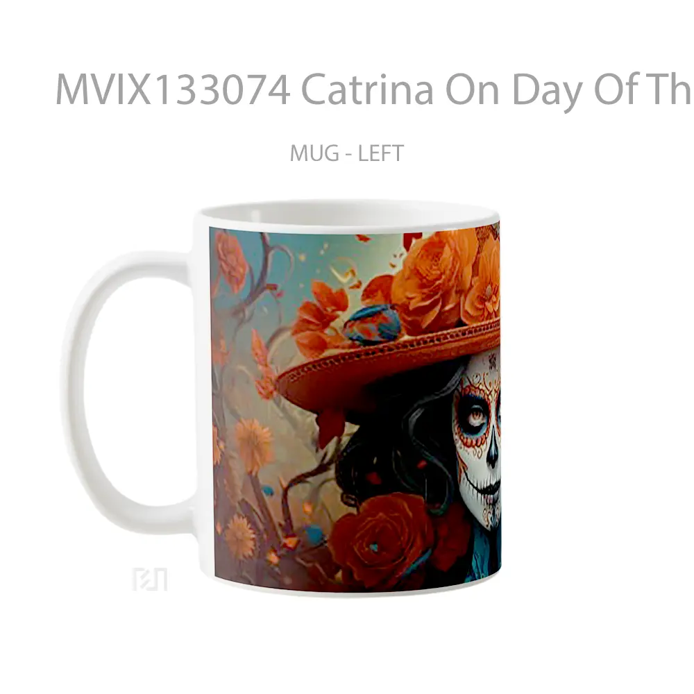Mug Catrina On Day Of The Dead Gelas Keramik Unik - All-side / Desain