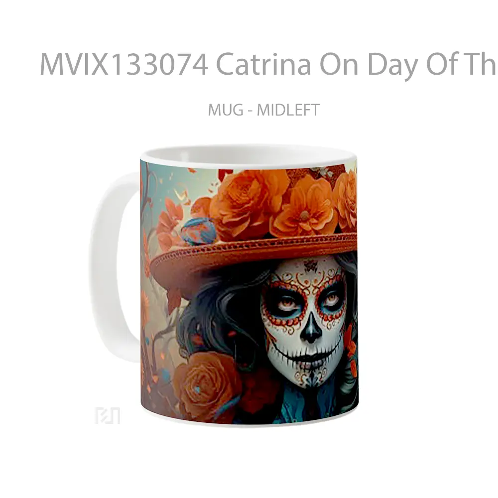 Mug Catrina On Day Of The Dead Gelas Keramik Unik - All-side / Desain