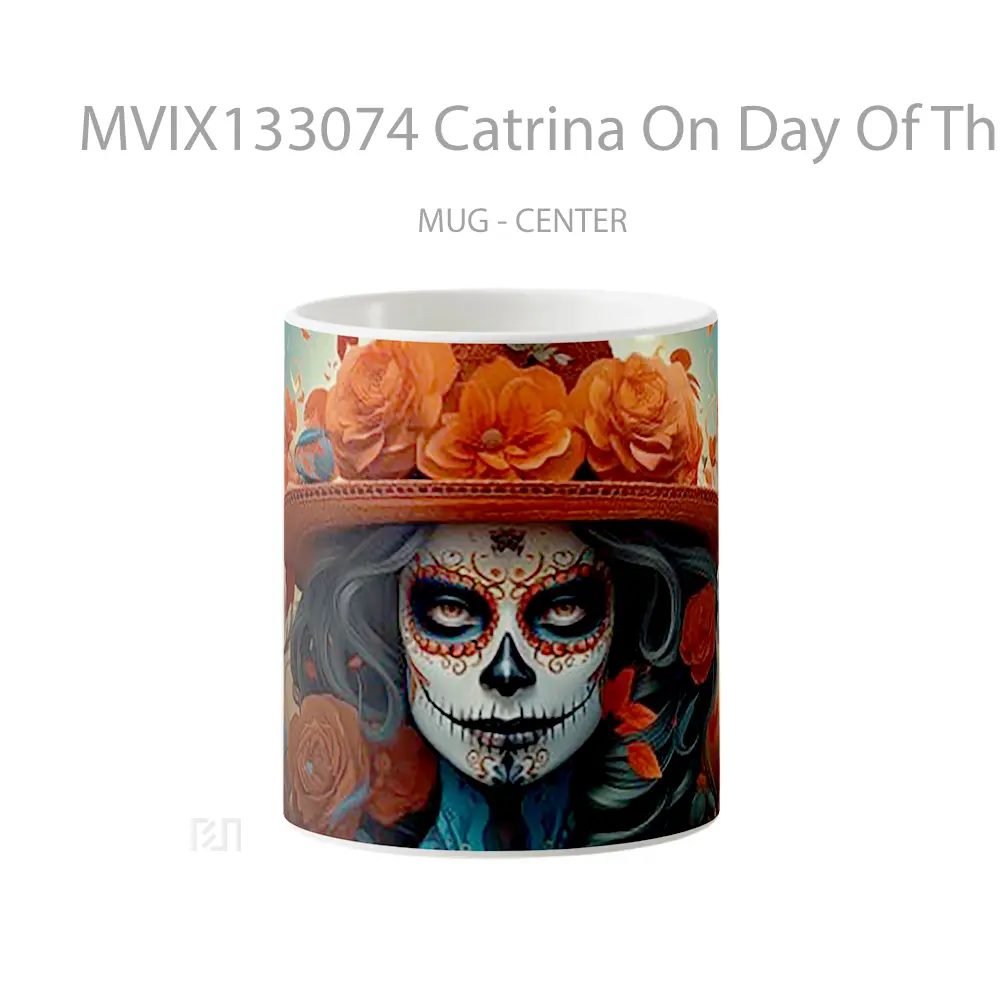 Mug Catrina On Day Of The Dead Gelas Keramik Unik