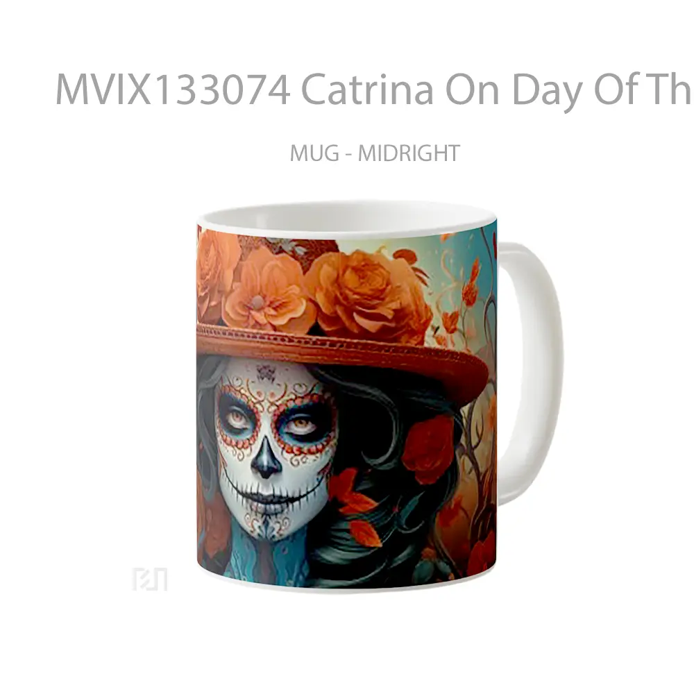 Mug Catrina On Day Of The Dead Gelas Keramik Unik - All-side / Desain