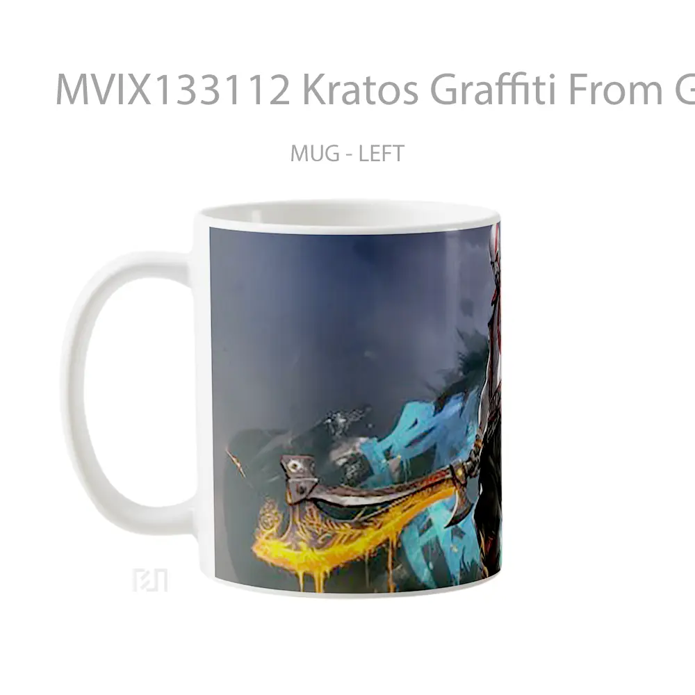 Mug Kratos Graffiti From God Of War Gelas Keramik Unik - All-side / Desain
