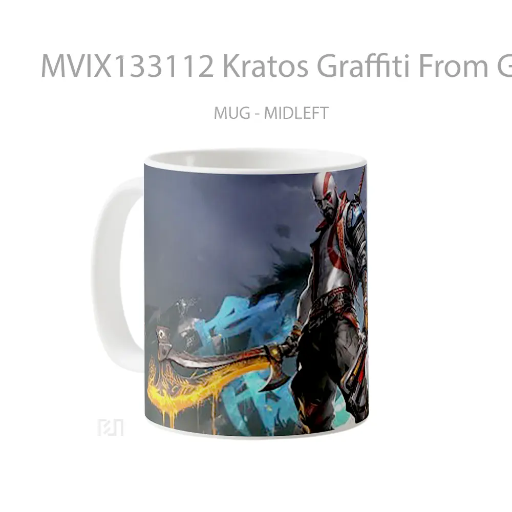 Mug Kratos Graffiti From God Of War Gelas Keramik Unik - All-side / Desain