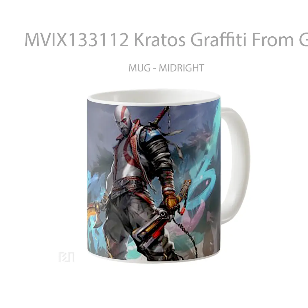 Mug Kratos Graffiti From God Of War Gelas Keramik Unik - All-side / Desain