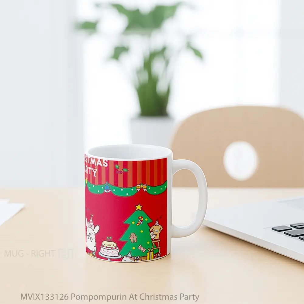 Mug Pompompurin At Christmas Party Gelas Keramik Unik - All-side / Desain
