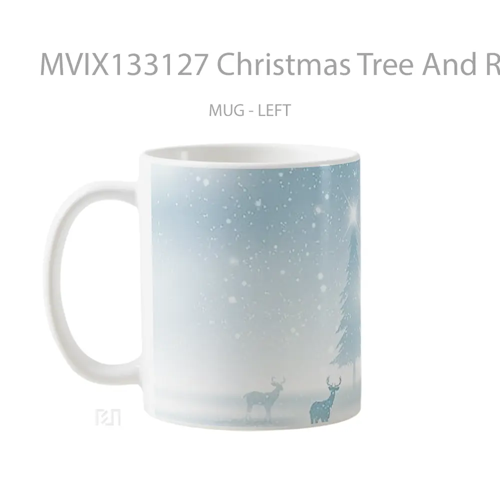 Mug Christmas Tree And Reindeer Gelas Hewan Lucu - All-side / Desain