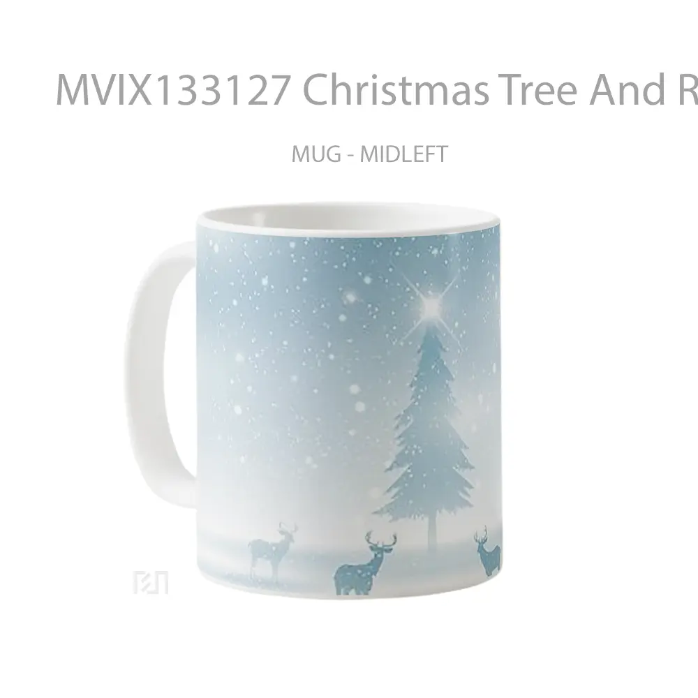 Mug Christmas Tree And Reindeer Gelas Hewan Lucu - All-side / Desain