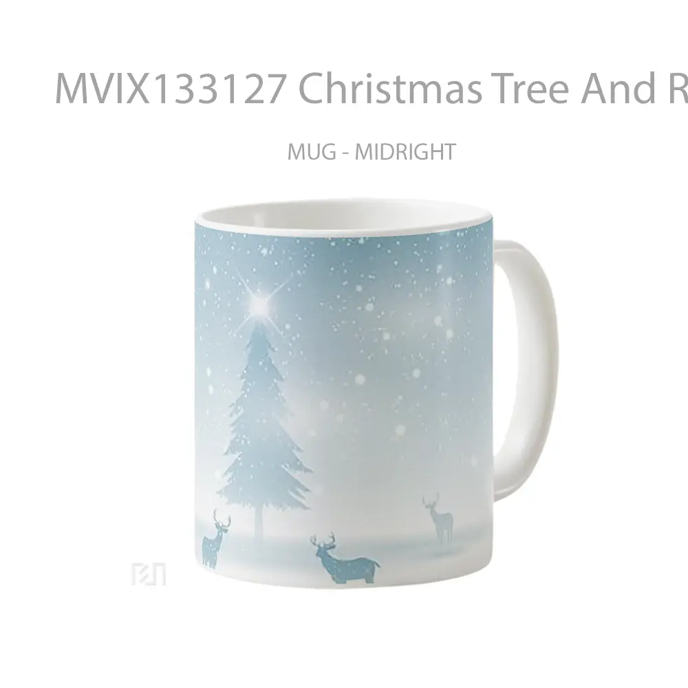 Mug Christmas Tree And Reindeer Gelas Hewan Lucu - All-side / Desain