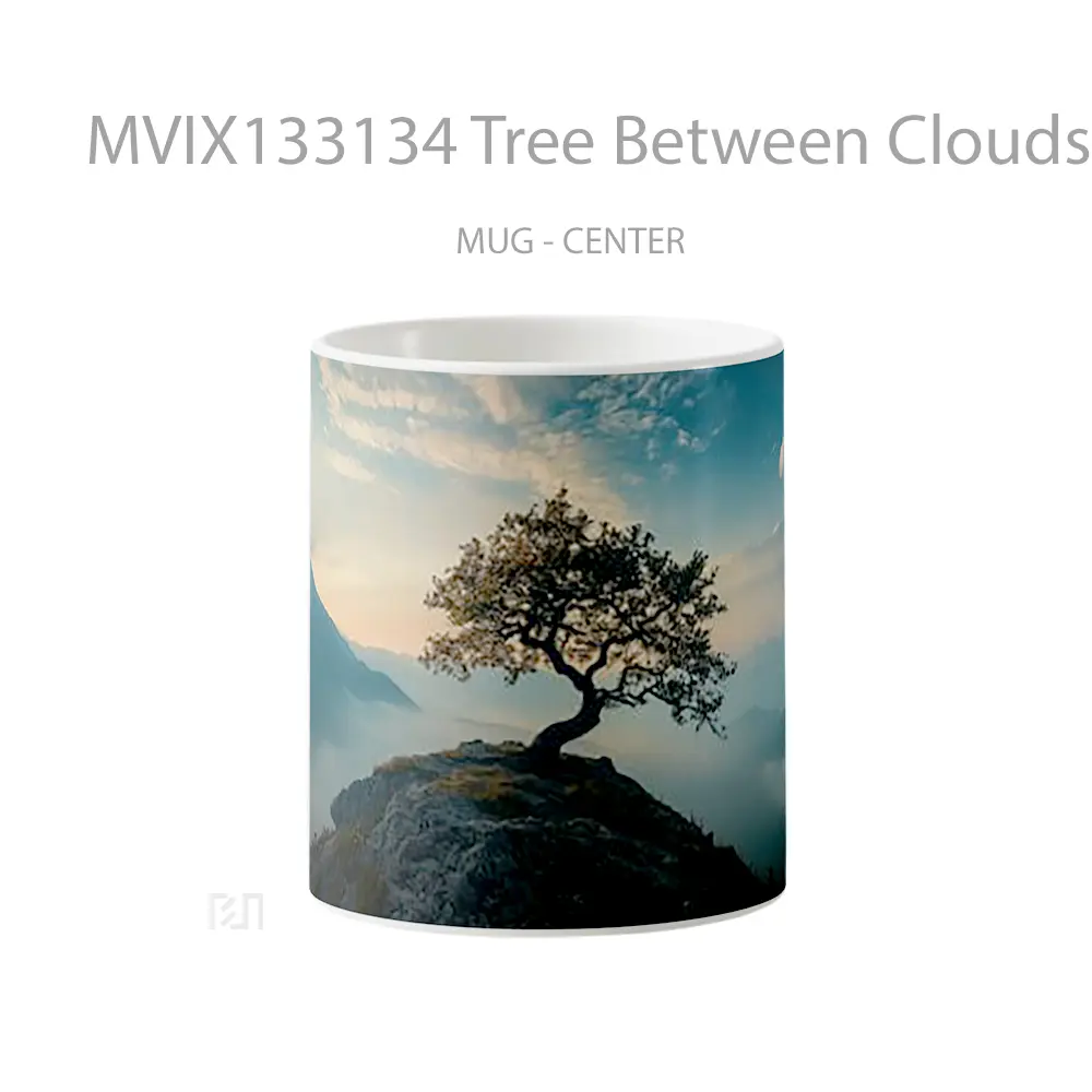 Mug Tree Between Clouds And Mountains Gelas Pemandangan Alam