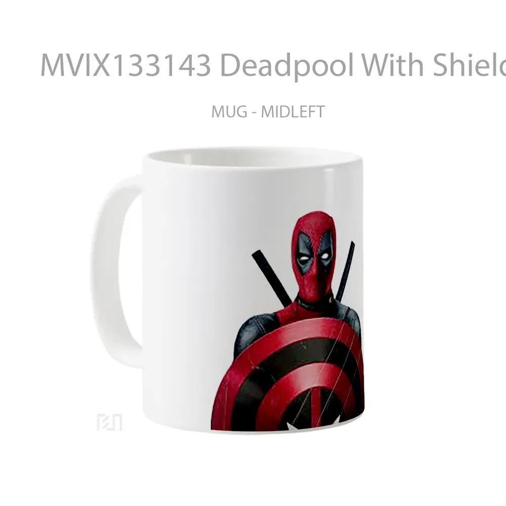 Mug Deadpool With Shield Gelas Superhero - All-side / Desain