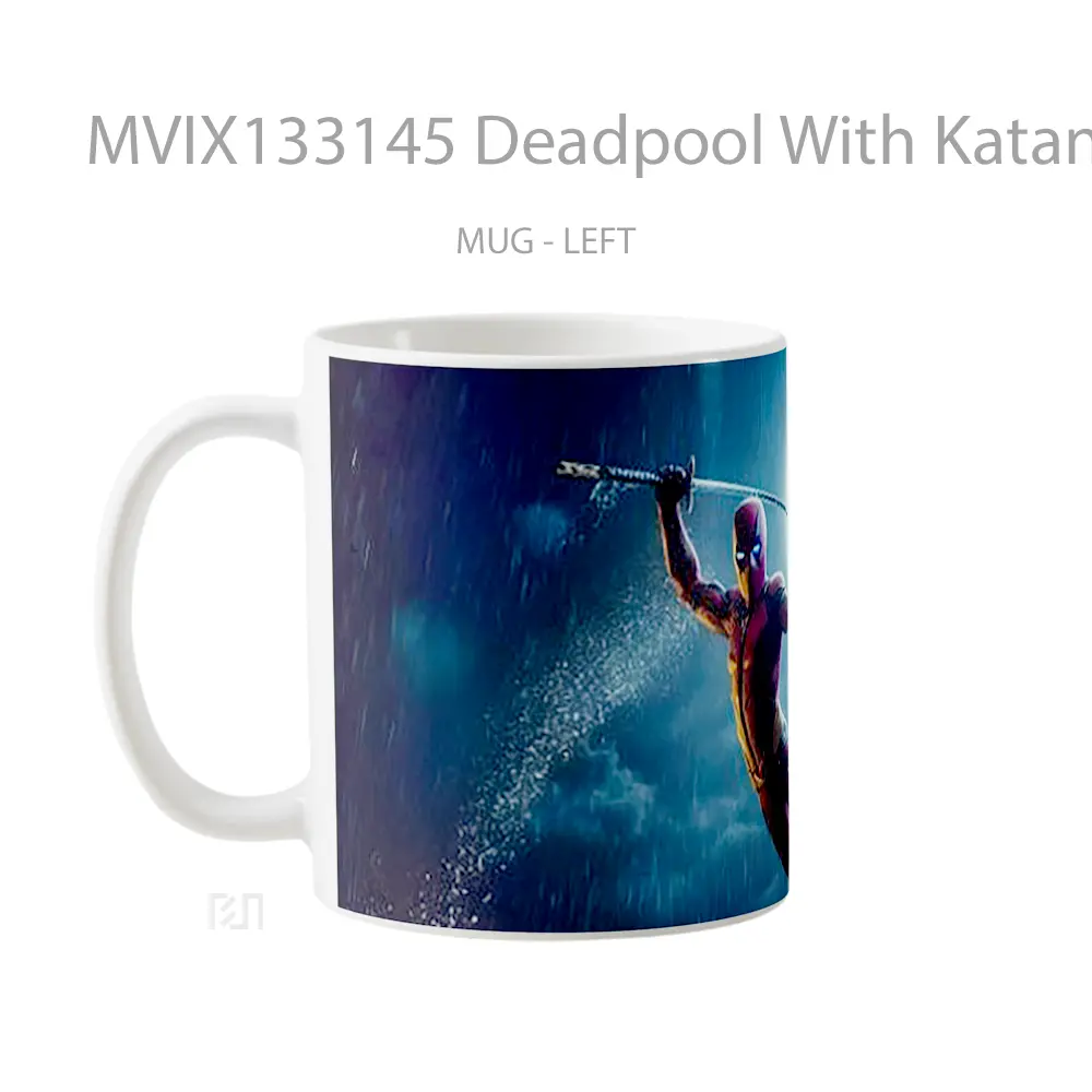 Mug Deadpool With Katana Sword Gelas Superhero - All-side / Desain