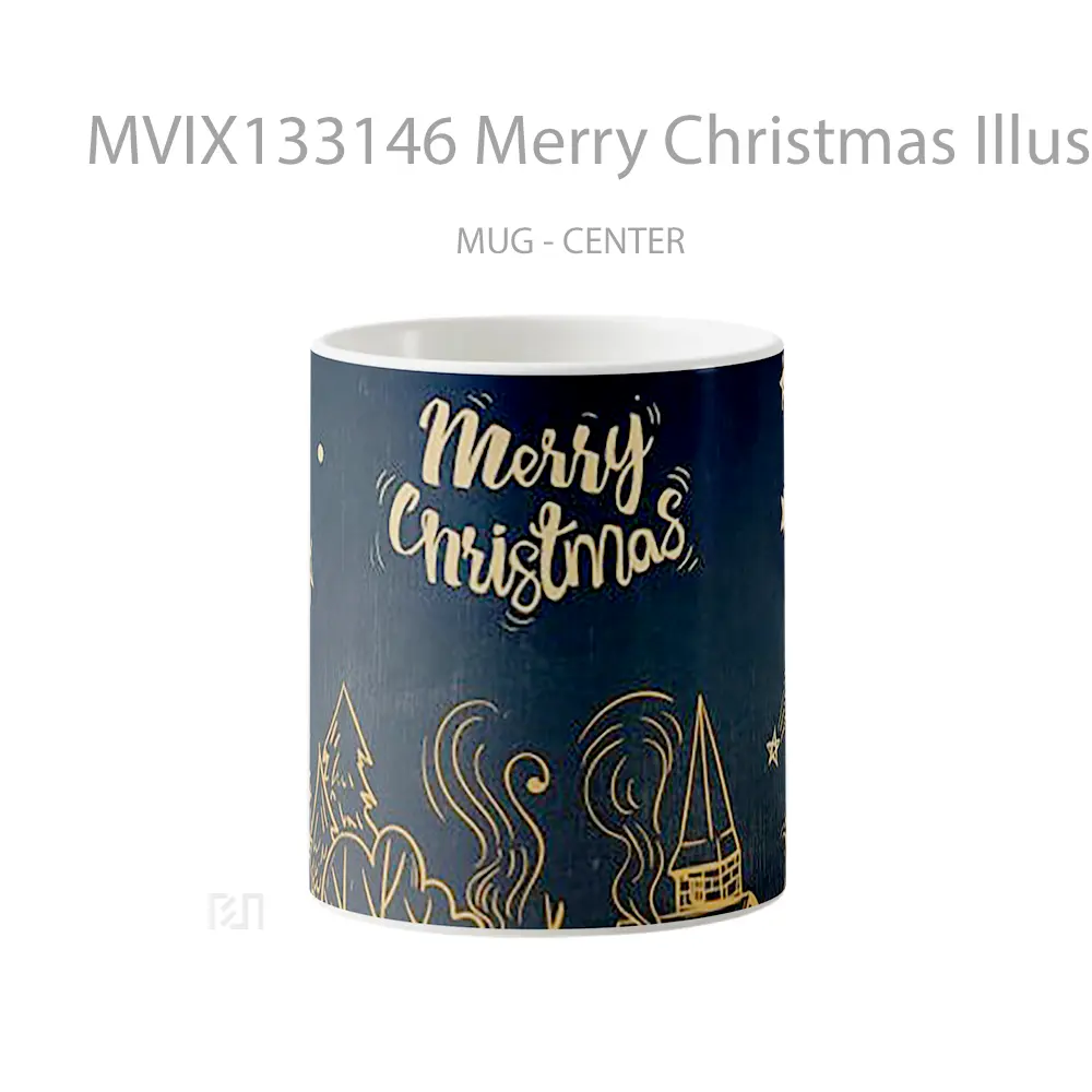 Mug Merry Christmas Illustration Gelas Seni Modern