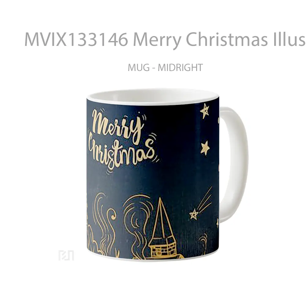 Mug Merry Christmas Illustration Gelas Seni Modern - All-side / Desain