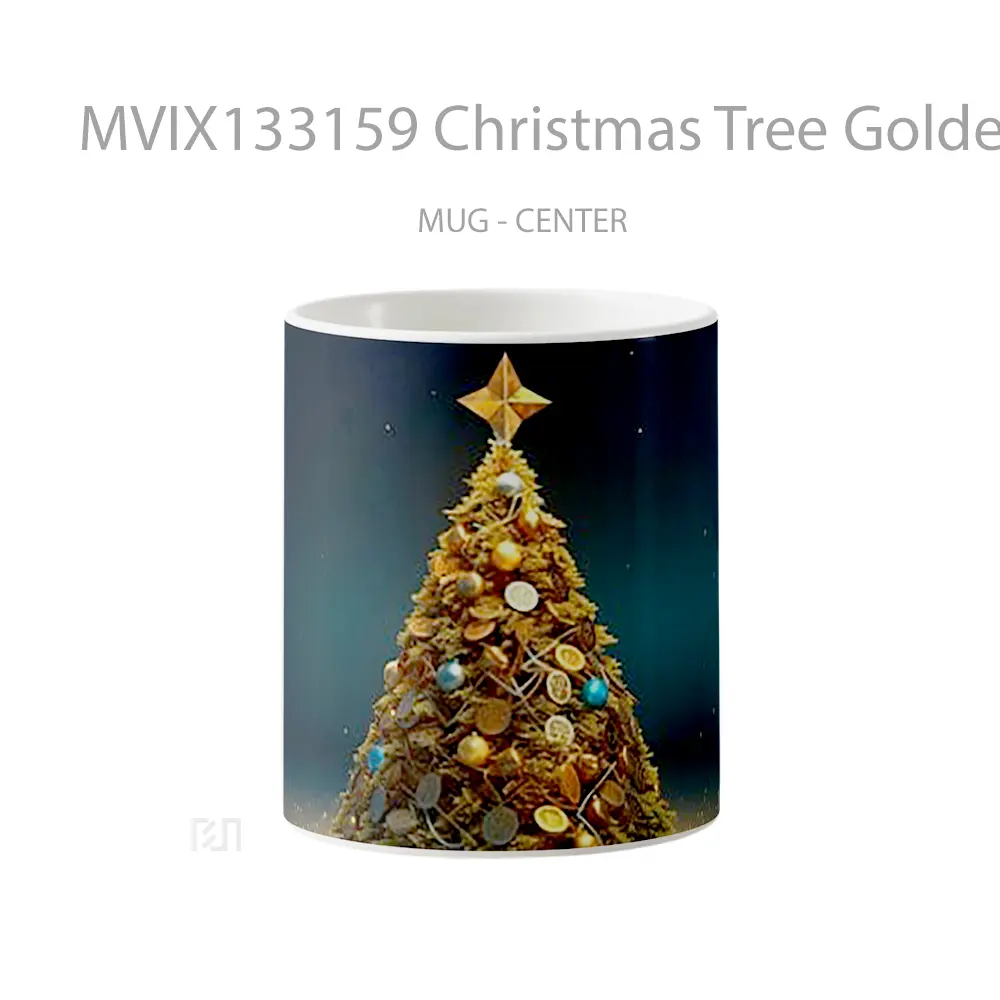 Mug Christmas Tree Golden Decoration Gelas Pemandangan Alam