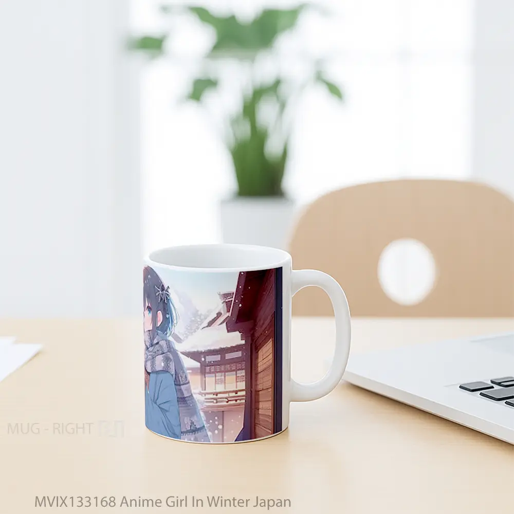 Mug Anime Girl In Winter Japan Cangkir Anime - All-side / Desain