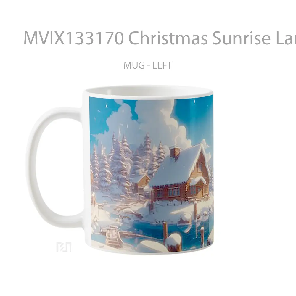 Mug Christmas Sunrise Landscape Illustration Gelas Pemandangan Alam - All-side / Desain