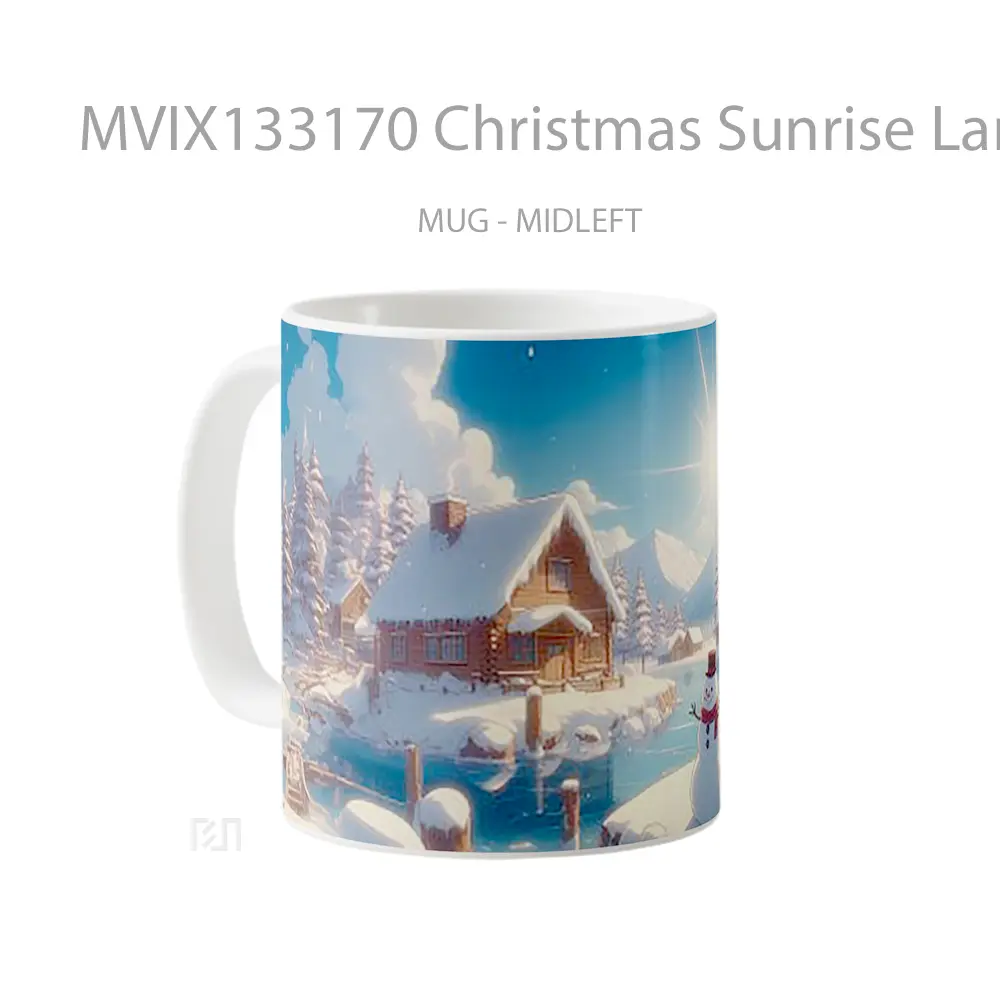 Mug Christmas Sunrise Landscape Illustration Gelas Pemandangan Alam - All-side / Desain