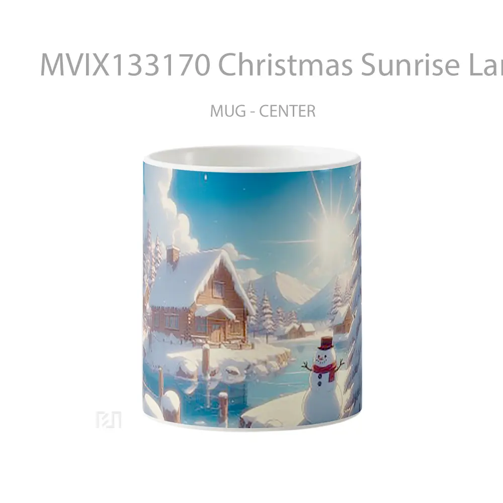 Mug Christmas Sunrise Landscape Illustration Gelas Pemandangan Alam