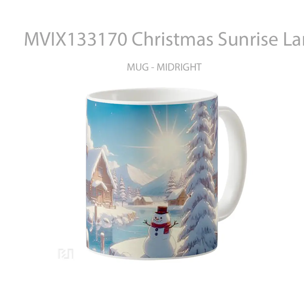 Mug Christmas Sunrise Landscape Illustration Gelas Pemandangan Alam - All-side / Desain