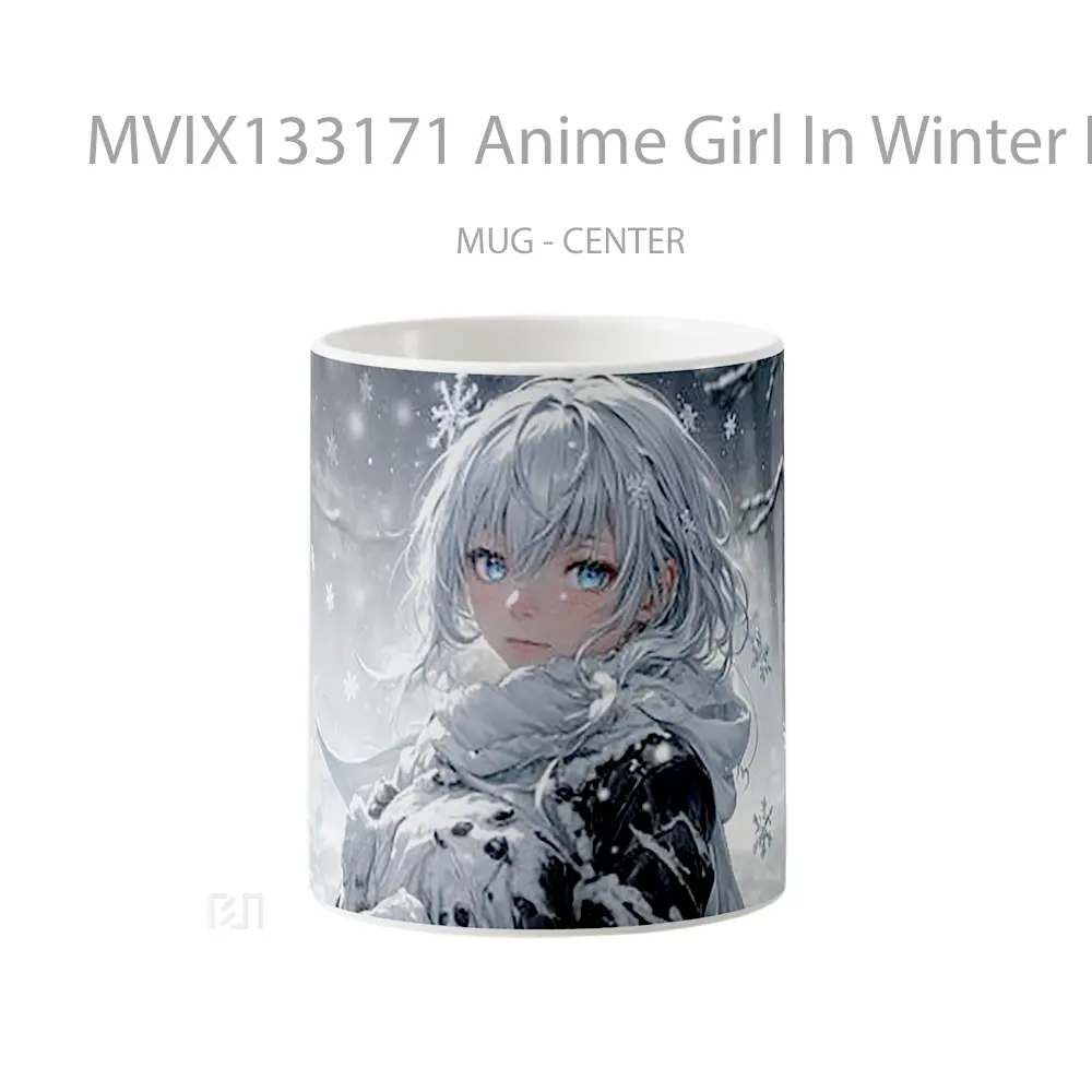 Mug Anime Girl In Winter Forest Cangkir Anime