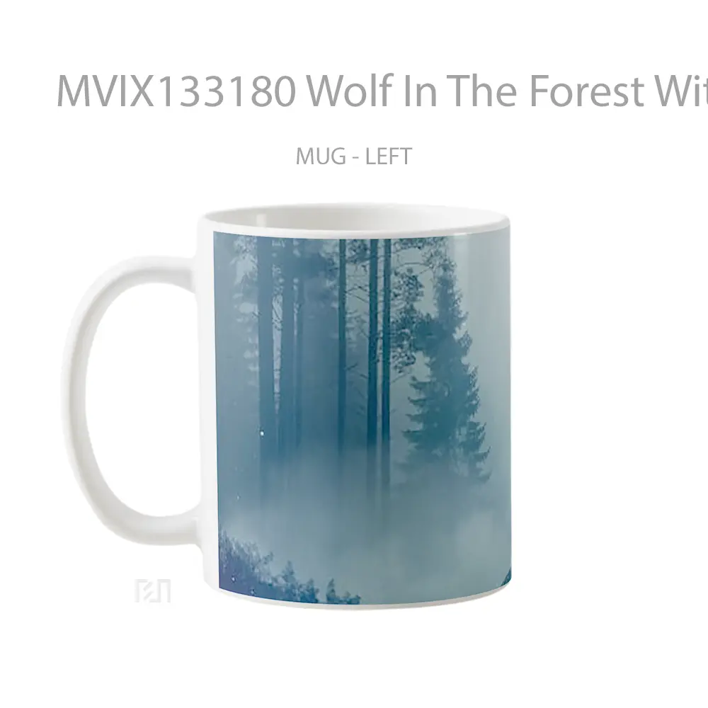 Mug Wolf In The Forest With Winter Fog Gelas Hewan Lucu - All-side / Desain