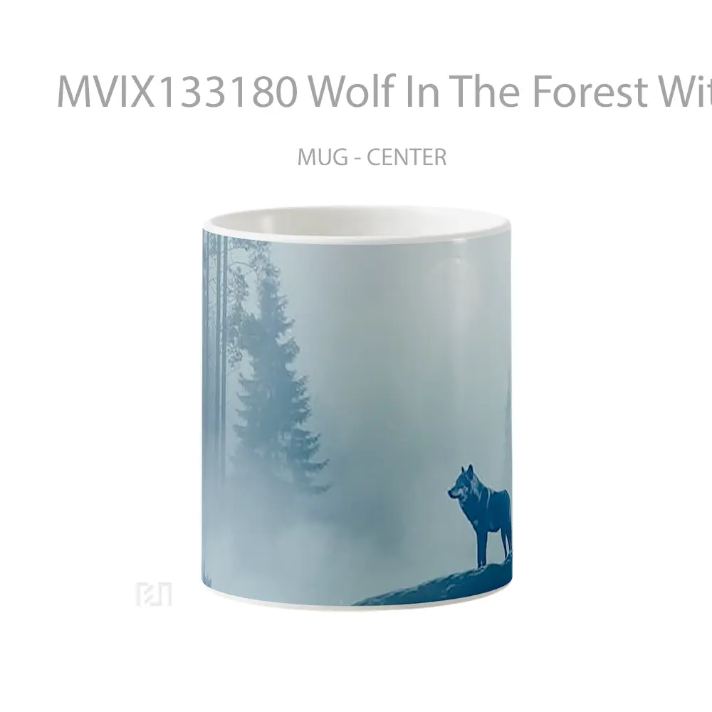 Mug Wolf In The Forest With Winter Fog Gelas Hewan Lucu