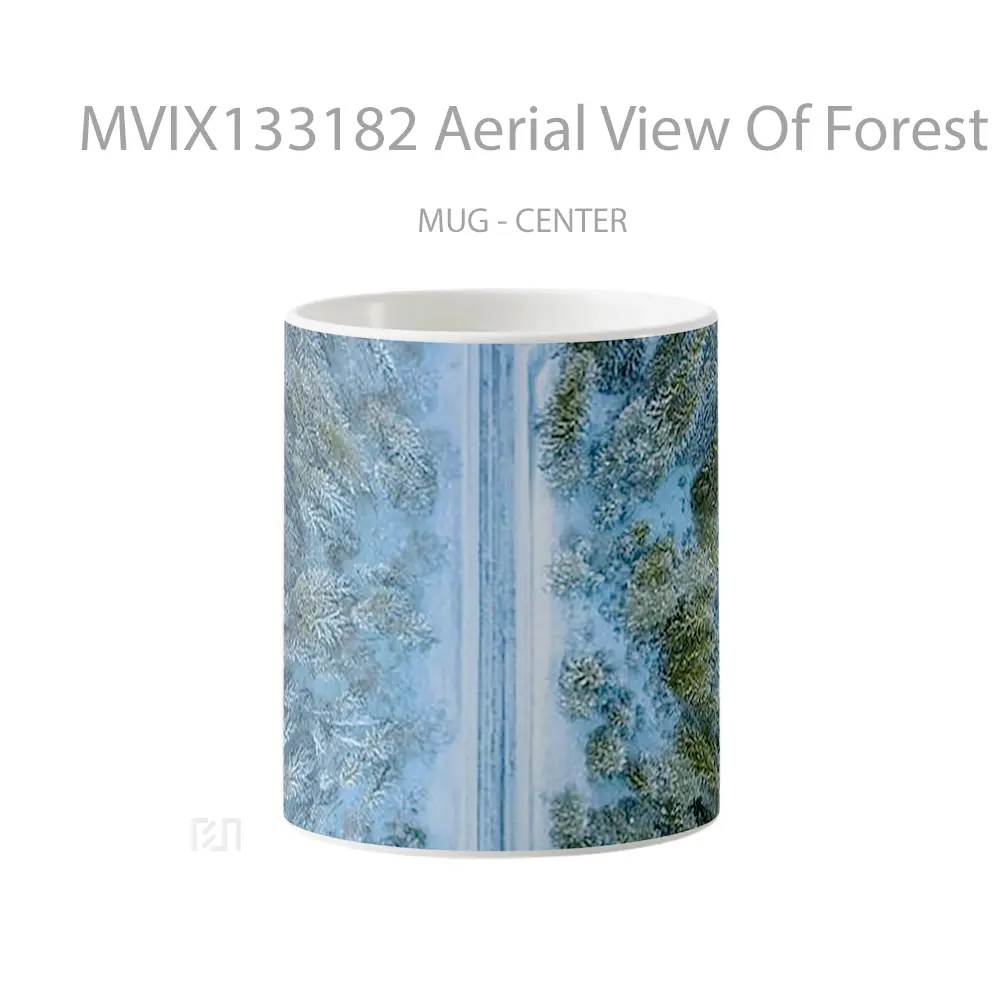 Mug Aerial View Of Forest In Winter Gelas Pemandangan Alam