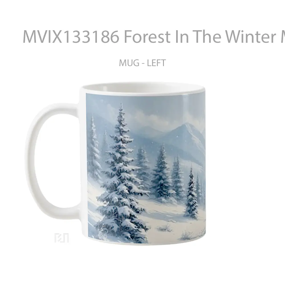 Mug Forest In The Winter Mountains Gelas Pemandangan Alam - All-side / Desain