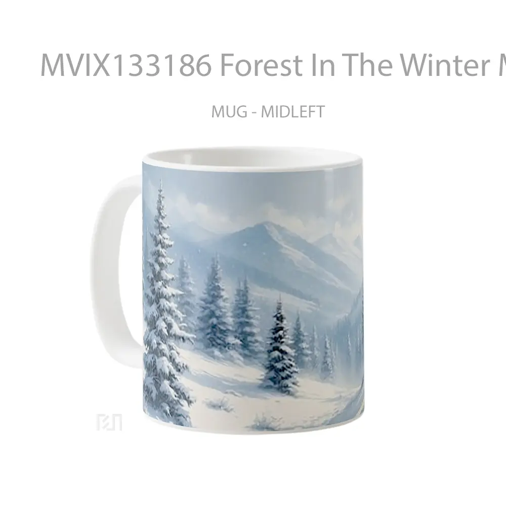 Mug Forest In The Winter Mountains Gelas Pemandangan Alam - All-side / Desain