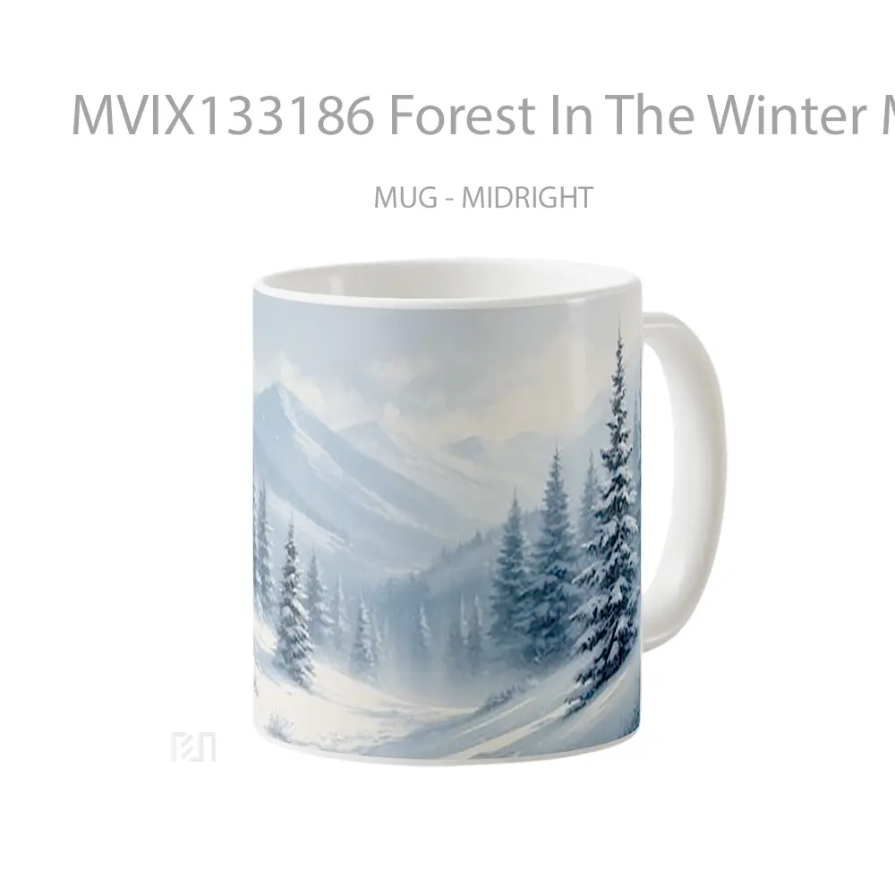 Mug Forest In The Winter Mountains Gelas Pemandangan Alam - All-side / Desain