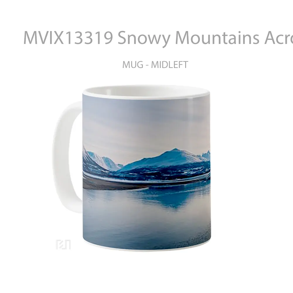 Mug Snowy Mountains Across Lake Gelas Pemandangan Alam - All-side / Desain