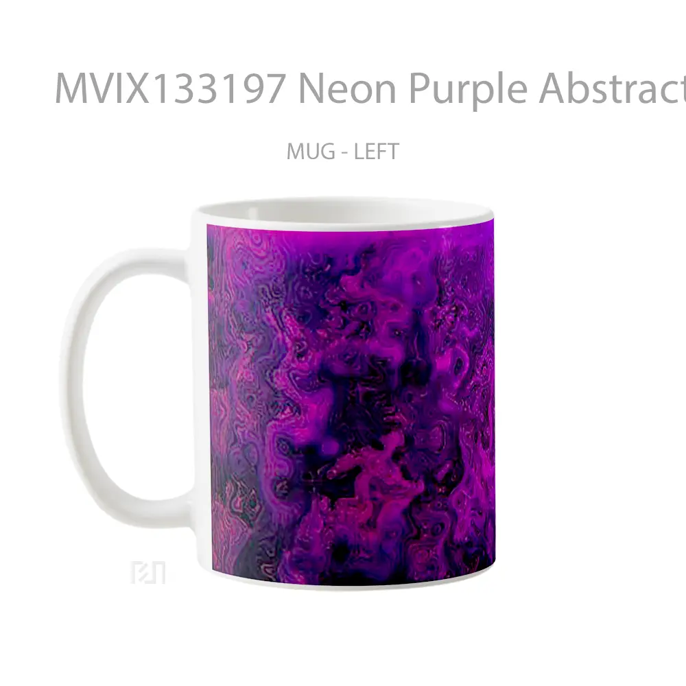 Mug Neon Purple Abstract Waves Gelas Seni Modern - All-side / Desain
