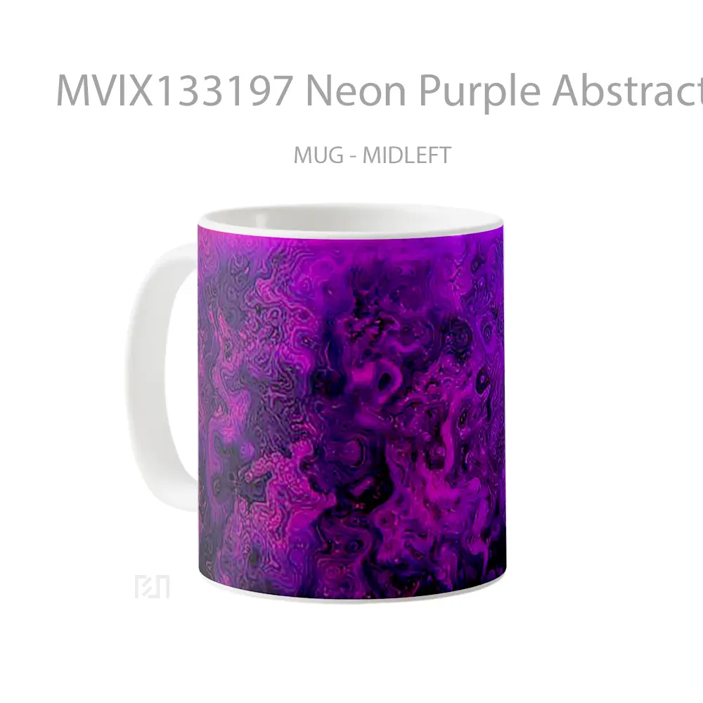 Mug Neon Purple Abstract Waves Gelas Seni Modern - All-side / Desain