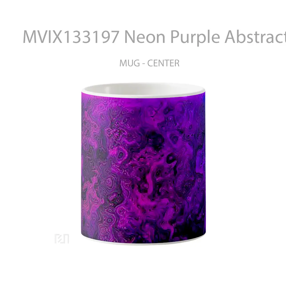 Mug Neon Purple Abstract Waves Gelas Seni Modern