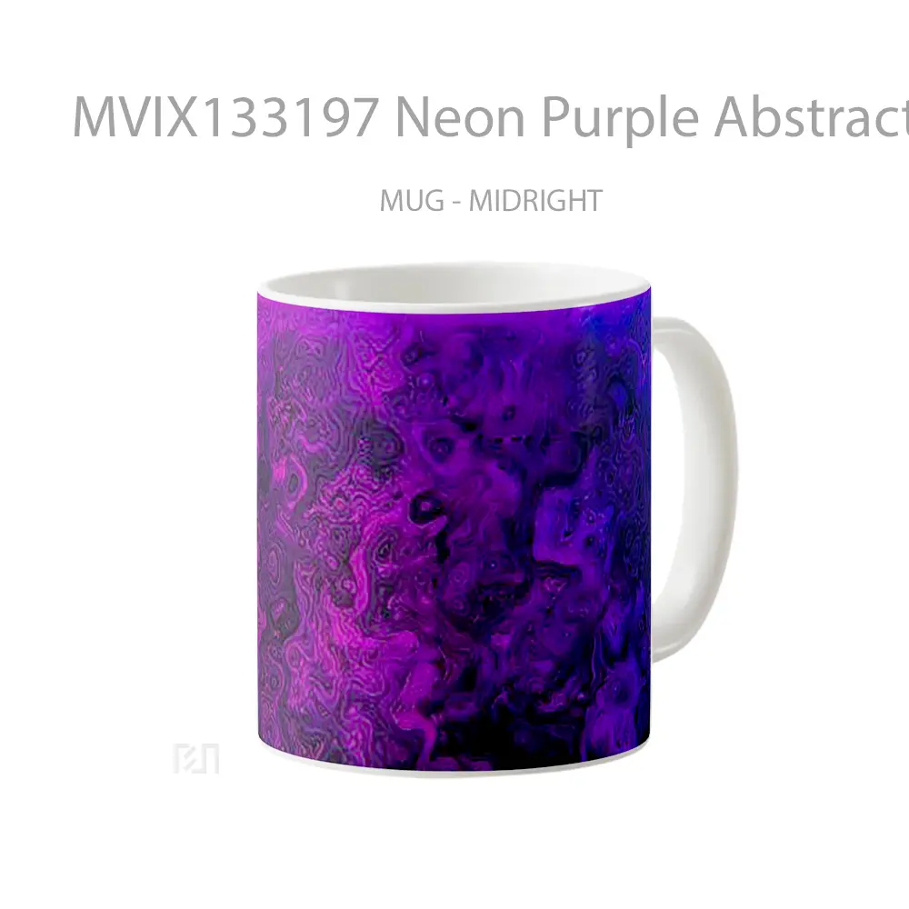 Mug Neon Purple Abstract Waves Gelas Seni Modern - All-side / Desain