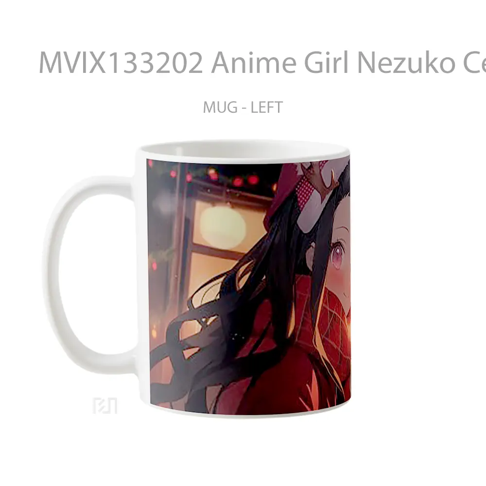 Mug Anime Girl Nezuko Celebrating Christmas Cangkir Anime - All-side / Desain